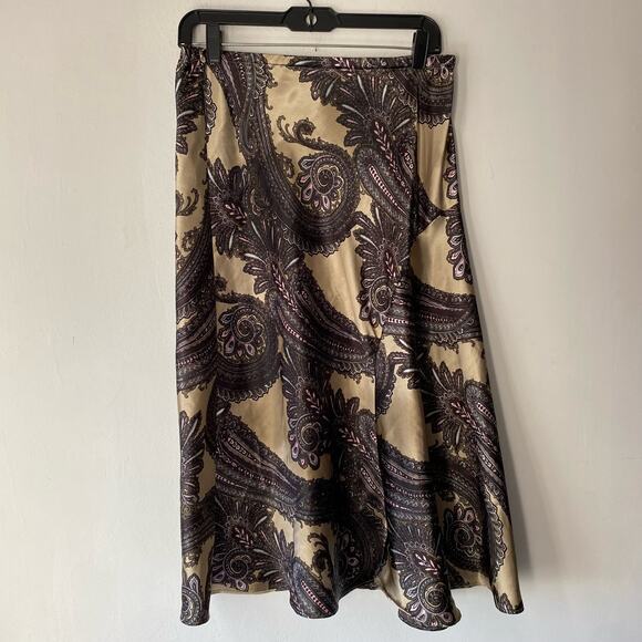 Paisley 90s Y2K Maxi Flare‎ Skirt SZ M Silky Boho Goth Whimsy Cottagecore - Picture 1 of 4